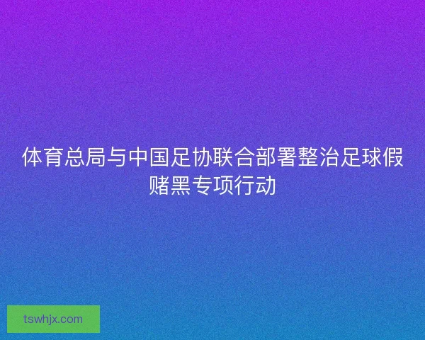 体育总局与中国足协联合部署整治足球假赌黑专项行动