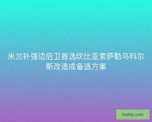 米兰补强边后卫首选坎比亚索萨勒马科尔斯改造成备选方案
